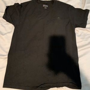 All black champion shirt w/ trade mark